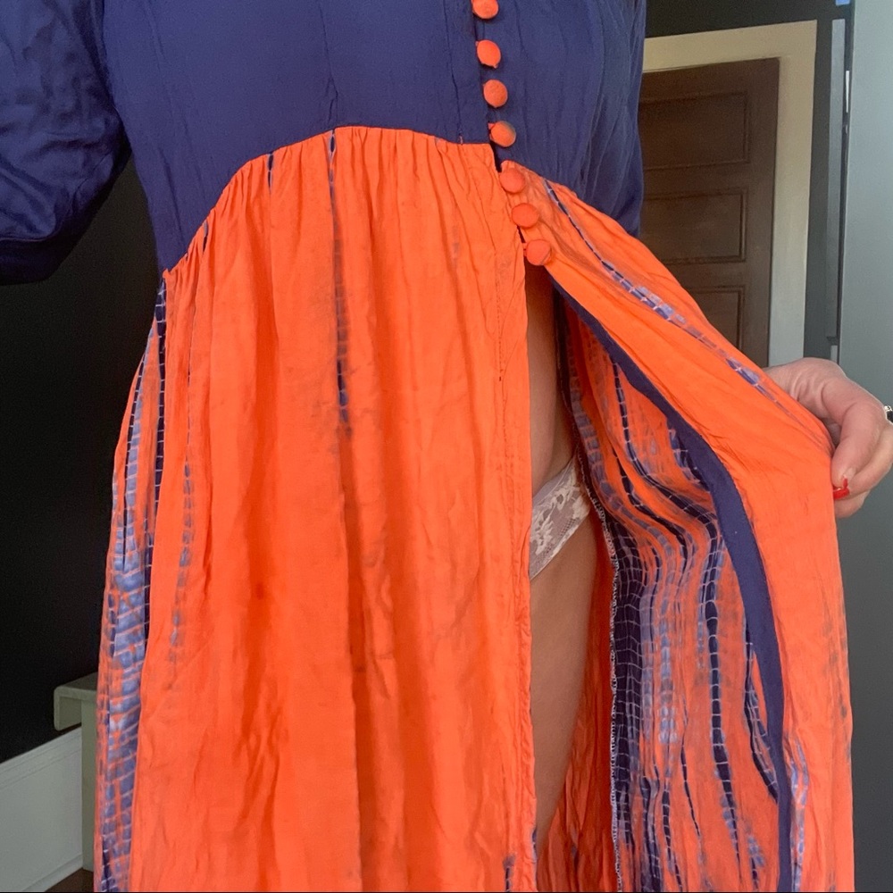 The Ratzt Staple Blue and Orange Tie Dyed Maxi Dress - Picture 9 of 10